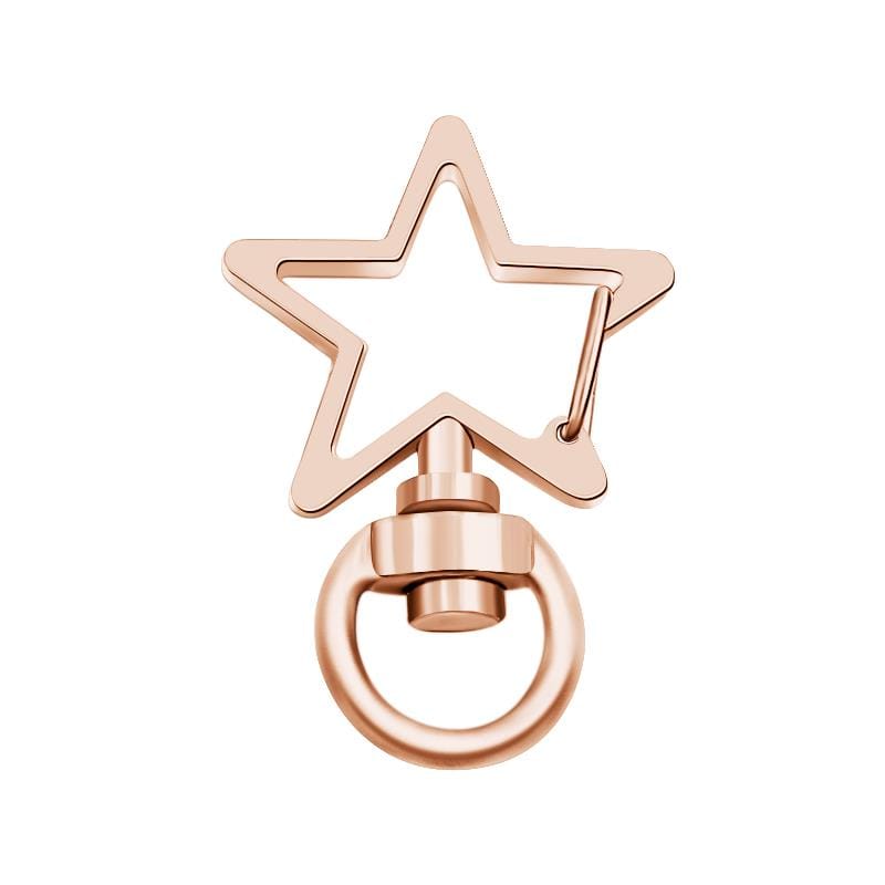 Star-Shaped Swivel Snap Hook Keychain Metal Spring Snap Key Ring Rose Gold
