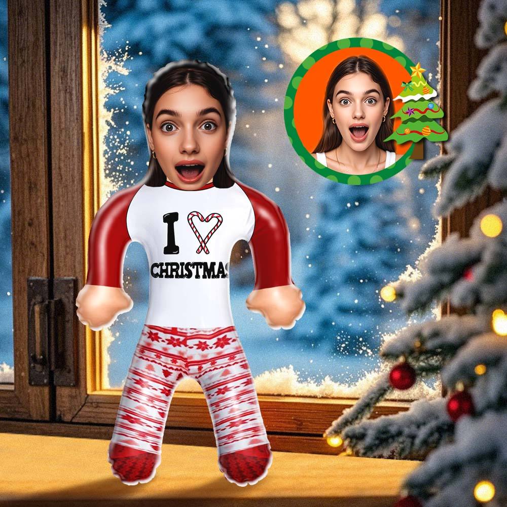 Personlized Blow Up Doll Custom Face Christmas Air Minime Doll Funny Inflatable Gifts - I Love Christmas