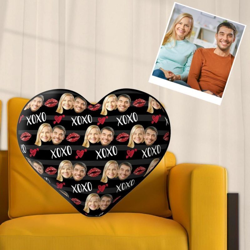 Custom Face Pillow Valentine’s Day Gift – Black