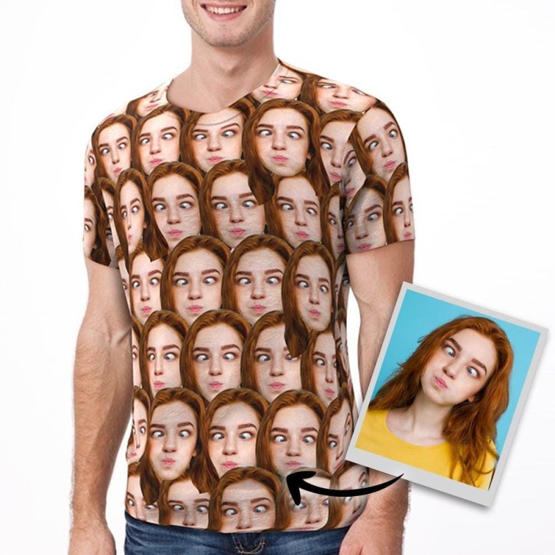 Face T Shirt Custom All Over Print T Shirt Girlfriend Face Men Custom Face Shirt Funny Birthday Gift