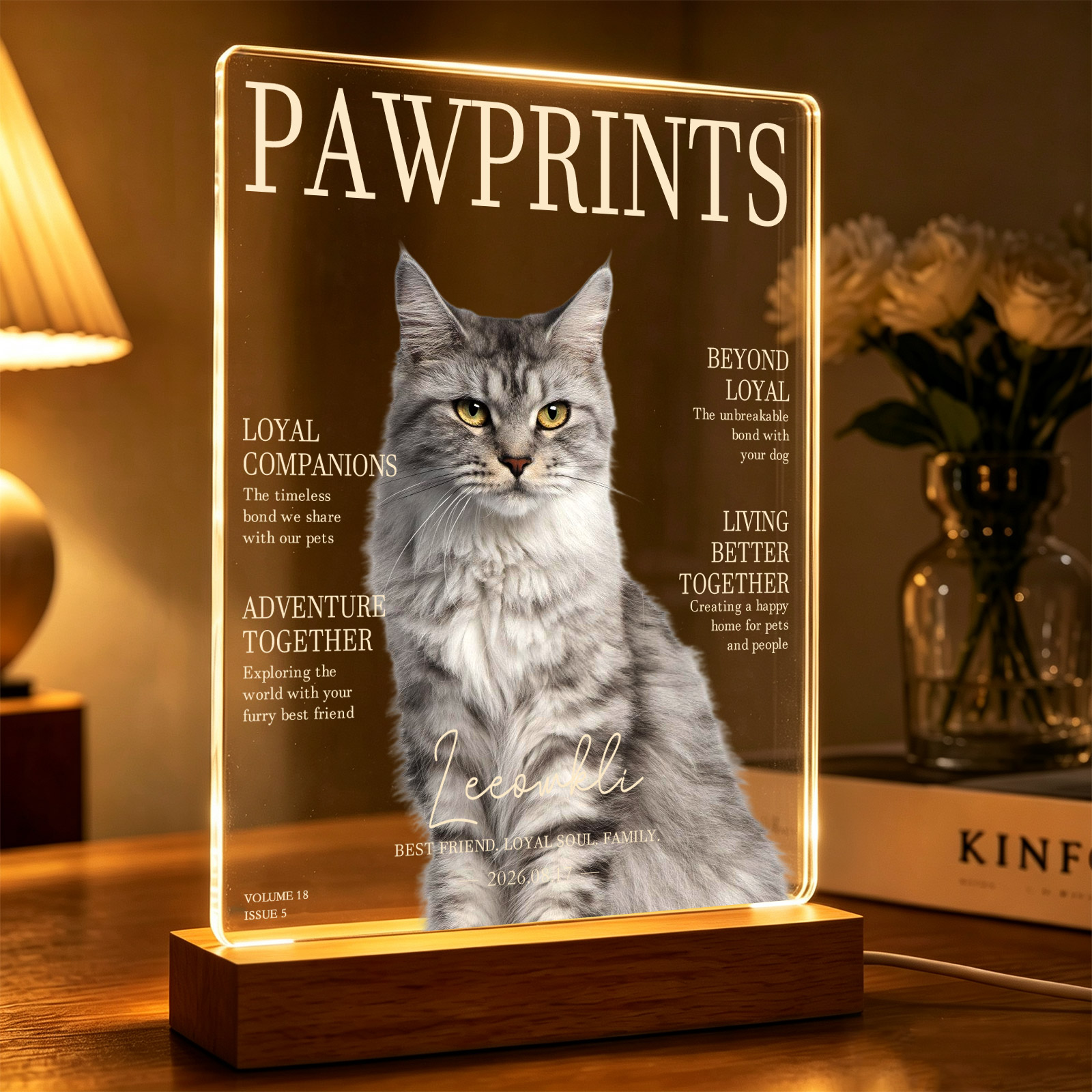 Custom Pet Magazine Lamp Pet Name LED Night Light for Home Decor Gift for Pet Lovers - Image 2