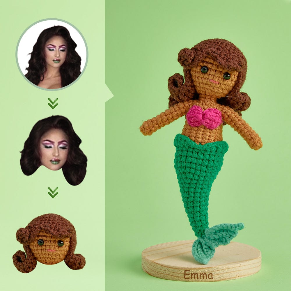 Custom Face Crochet Doll Personalized Gifts Handwoven Mini Dolls - Mermaid - Image 2