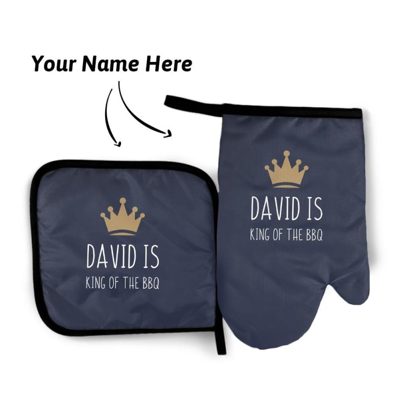 Custom Pot Holders Oven Mitts Set Baking Set Kitchen Gift – Dark Blue