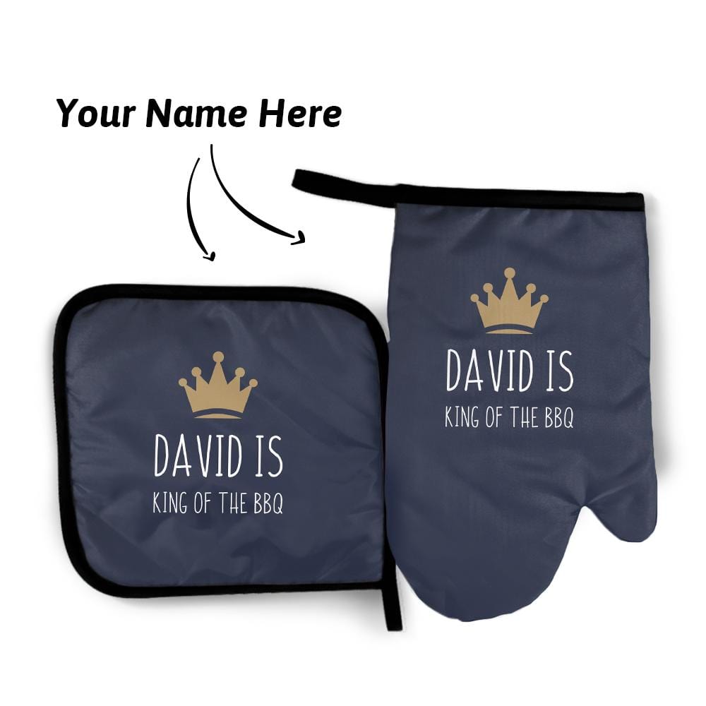 Custom Pot Holders Oven Mitts Set Baking Set Kitchen Gift - Dark Blue