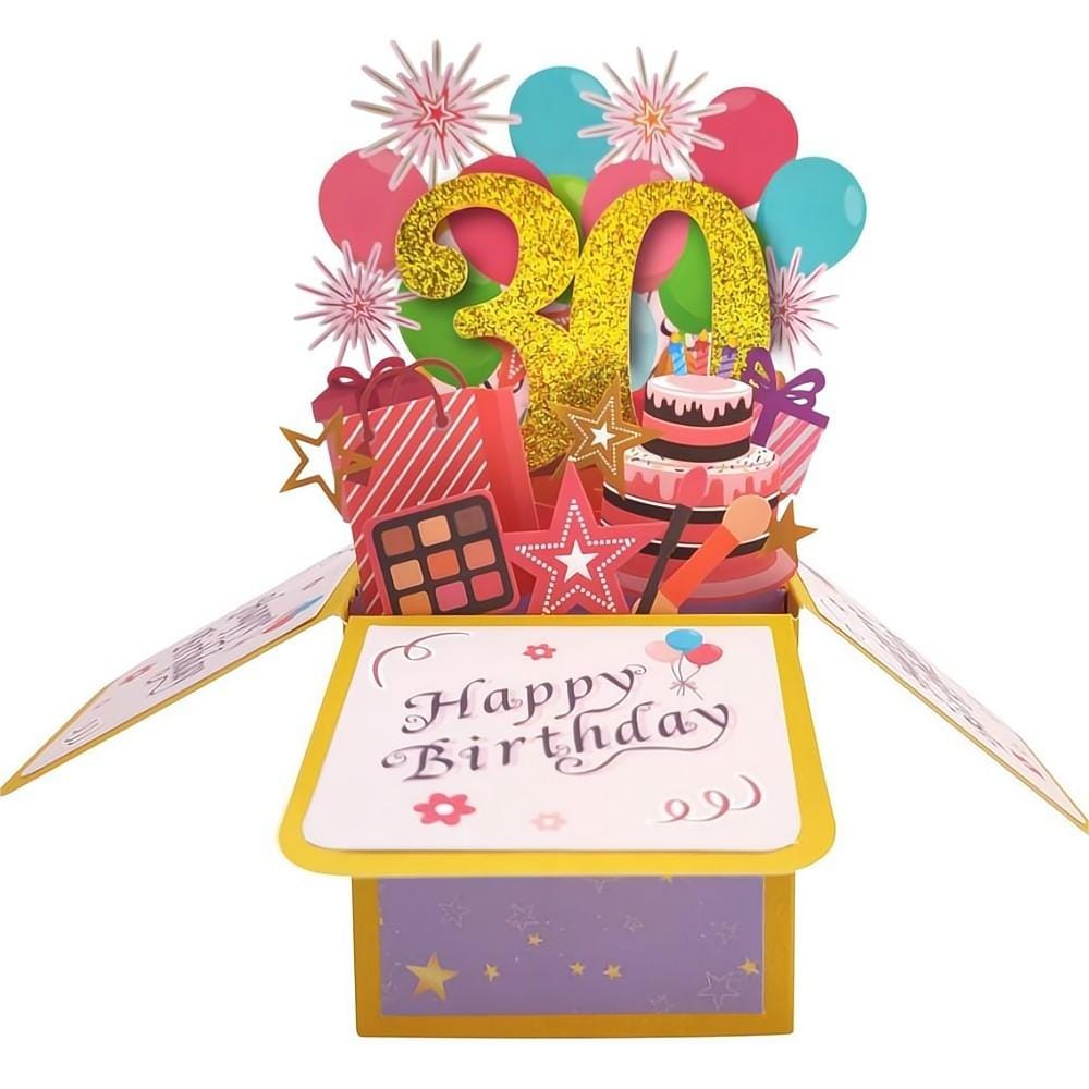 Birthday Pop Up Box Card 30th Birthday 3D Pop Up Greeting Card - Image 2