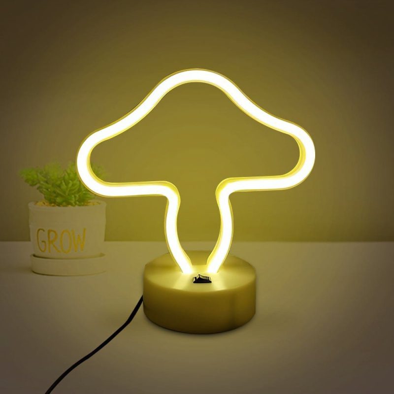 Neon Led Lights Plant Shape Neon Lights Bedroom Home Decor Gift For Kids-Mushroom