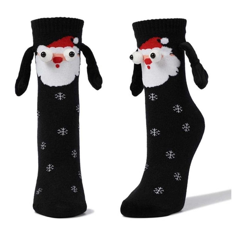 Funny Doll Mid Tube Socks Magnetic Holding Hand Socks Santa Claus Christmas Gifts