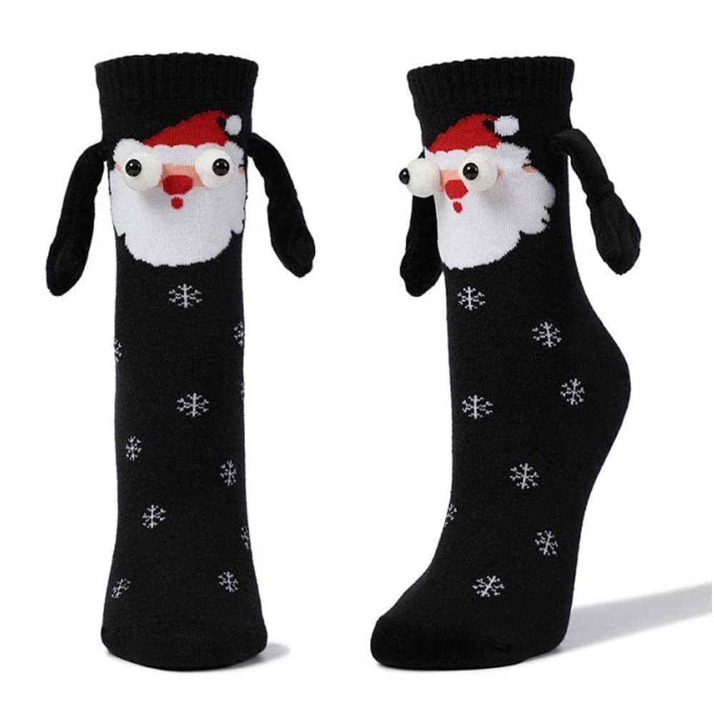 Funny Doll Mid Tube Socks Magnetic Holding Hand Socks Santa Claus Christmas Gifts