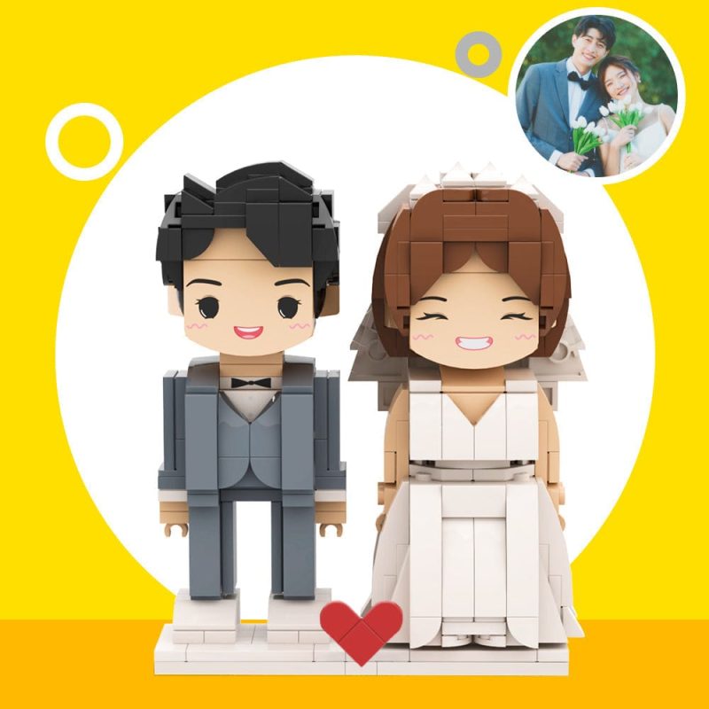 Creative Building Block Anniversary Gifts Customizable Fully Body 2 People Persanalized Cute Face Brick Figures
