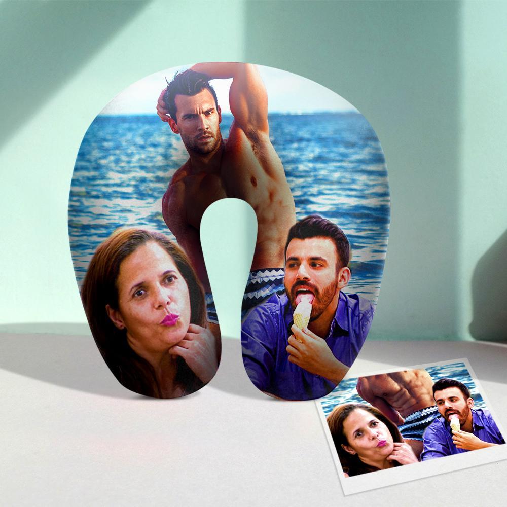 Custom Neck Pillow Travel Pillow with Photo Gag Gifts Christmas Gifts For Men - Image 2