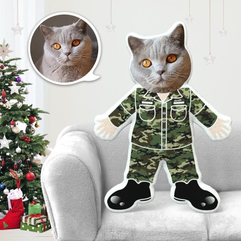 Dog Photo Pillow Dog Face Pillow Custom Dog Pillow Marine Veterans Army Airforce Soldier Costume