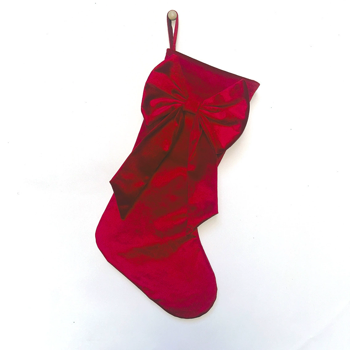 Custom Name Embroidered Christmas Stocking Elegant Bow Detail Festive Holiday Mantel Hanging Decor - Image 2