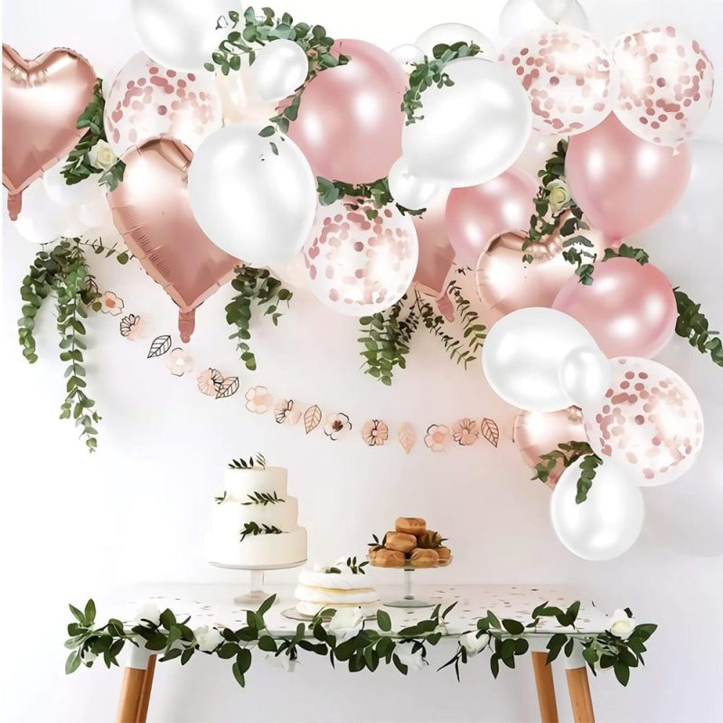 48PCS Balloons Set Rose Gold Balloon For Valentines Day Anniversary Wedding Party Decorations