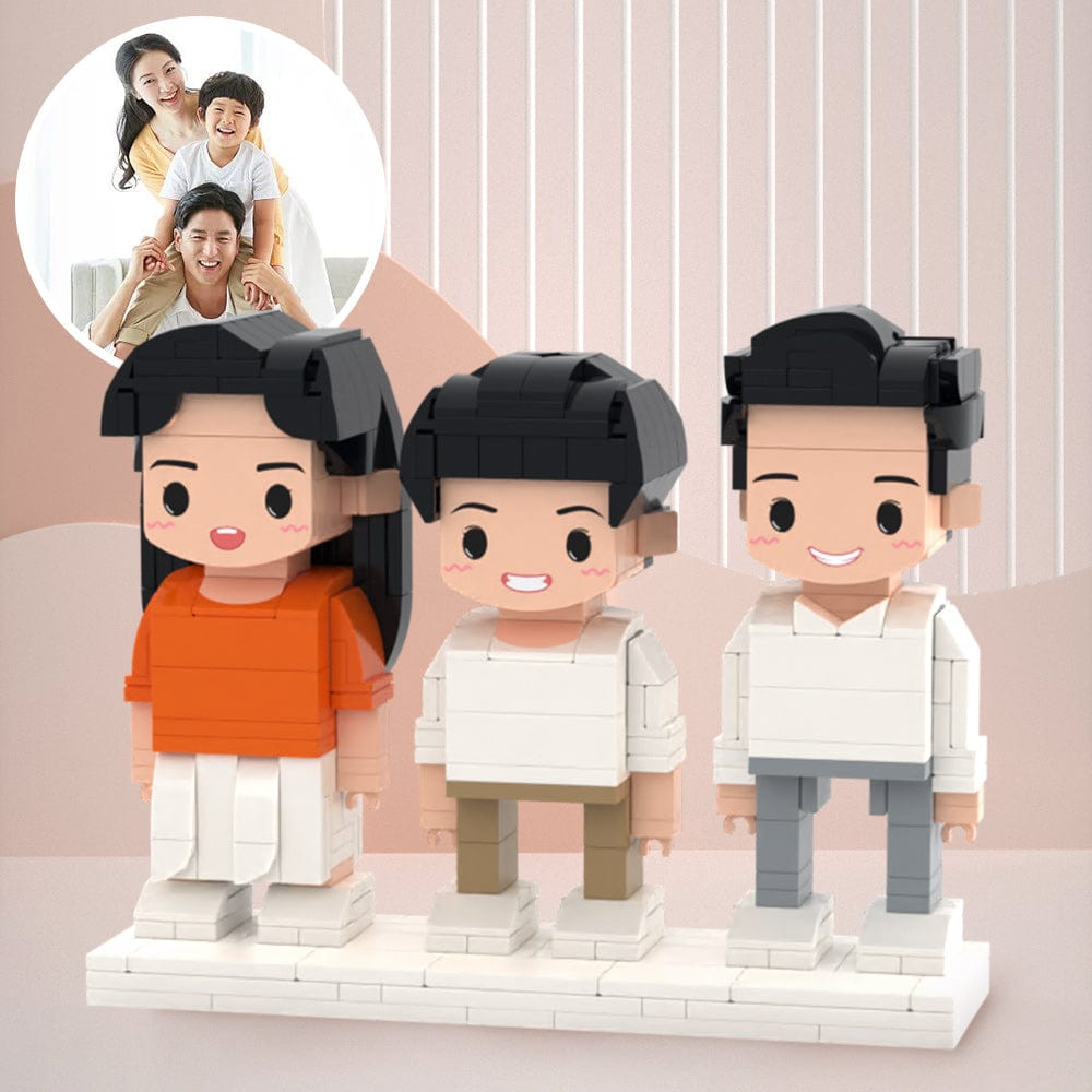 Custom Brick Family Portrait 3 People Full Custom Brick Figures Custom Brick Figures Small Particle Block Toys 2023 Christmas Gifts