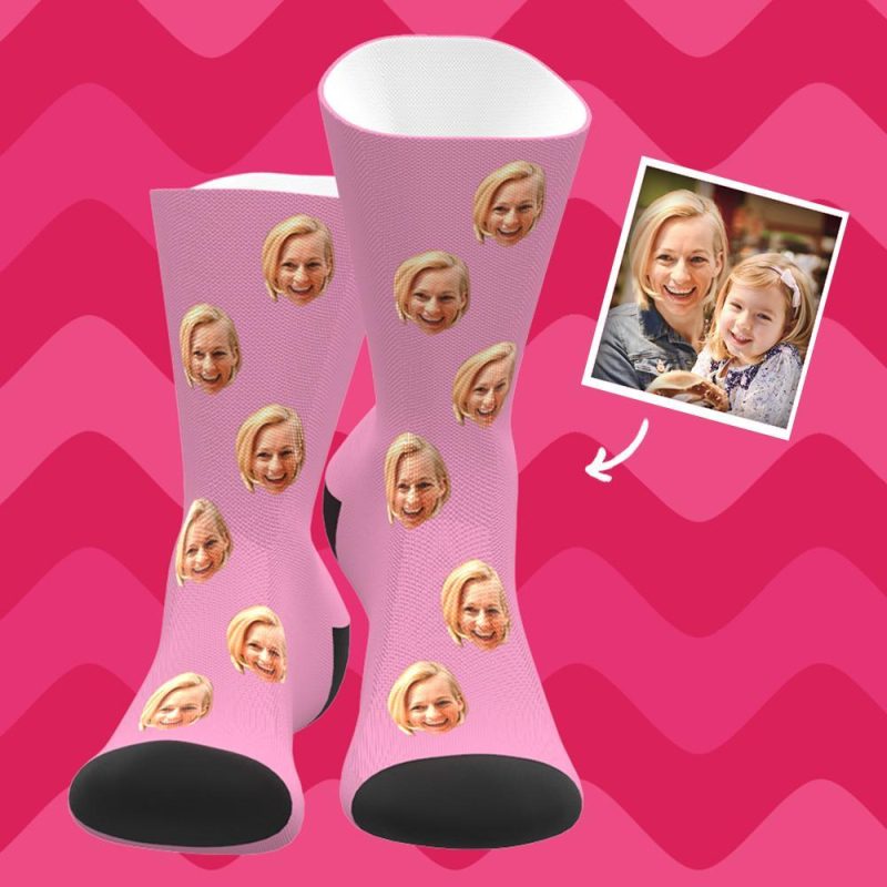 Custom Photo Face Socks With Your Text Colorful