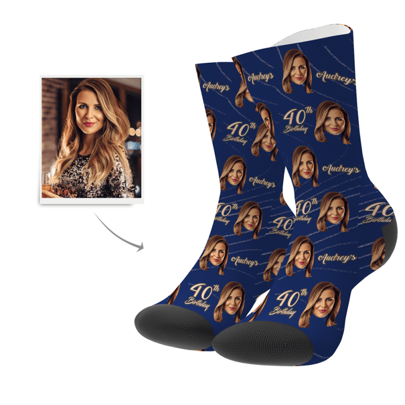 Custom Photo Socks Women’s 40th Birthday Gift Face Mash Socks