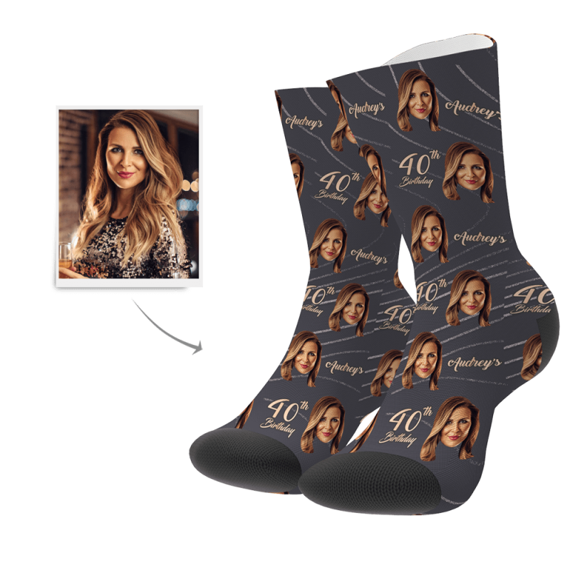Custom Photo Socks Women’s 40th Birthday Gift Face Mash Socks