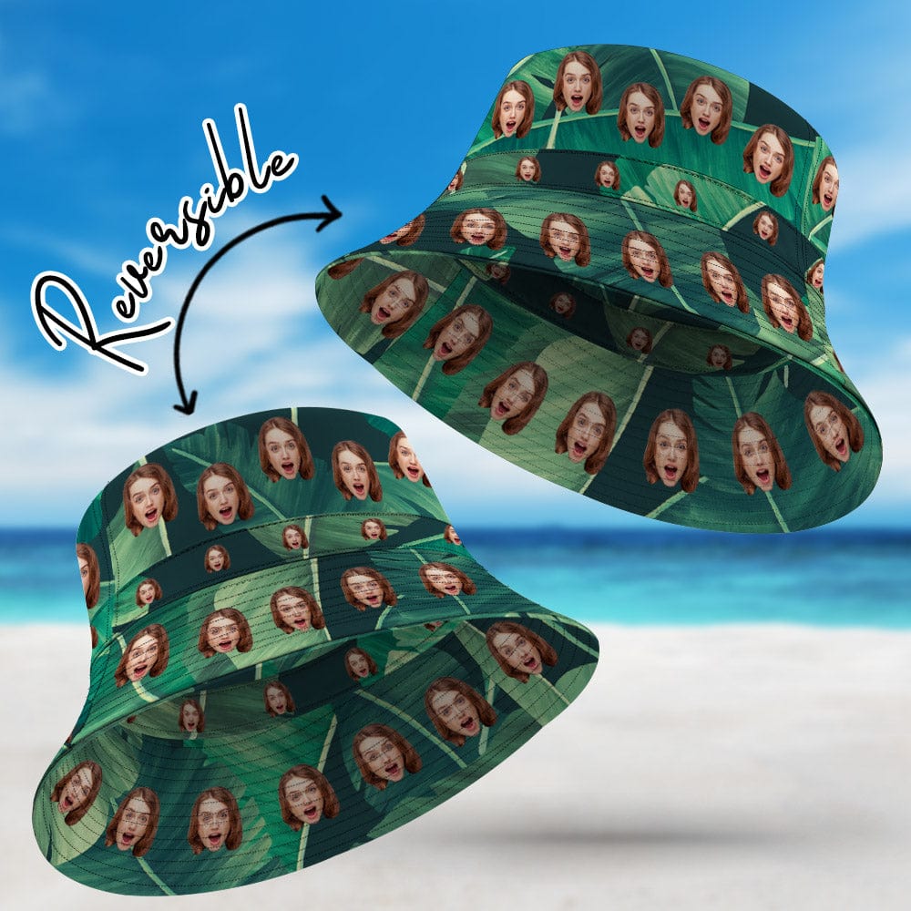 Personalized Face Funny Hawaiian Style Bucket Hat Double-Side-Wear Outdoors Sun Cap - Image 2