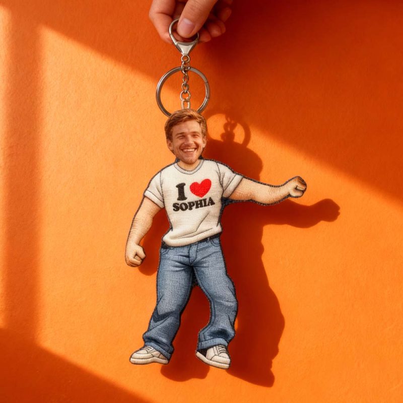 Custom Face Wire-Frame Doll Keychain/Doll WIth Text Personalized Casual Outfit Mini Figure