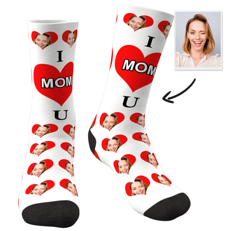Personalized Photo Socks Love Mom Face Mash Socks