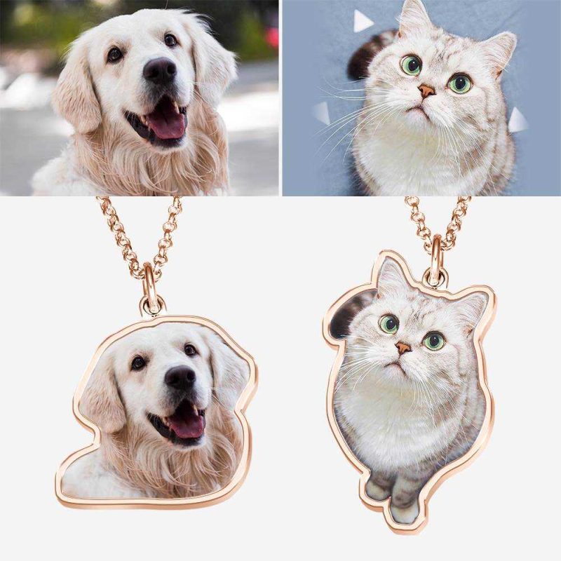 Pet Memorial Gift Custom Photo Necklace – Rose Gold Plated