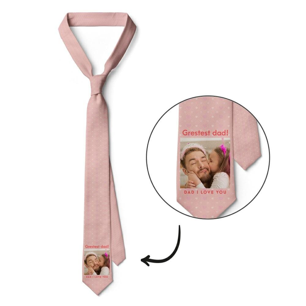 Father's Day Ties Father's Day Gift From Daughter Custom Tie - "Greatest Dad" - Image 5
