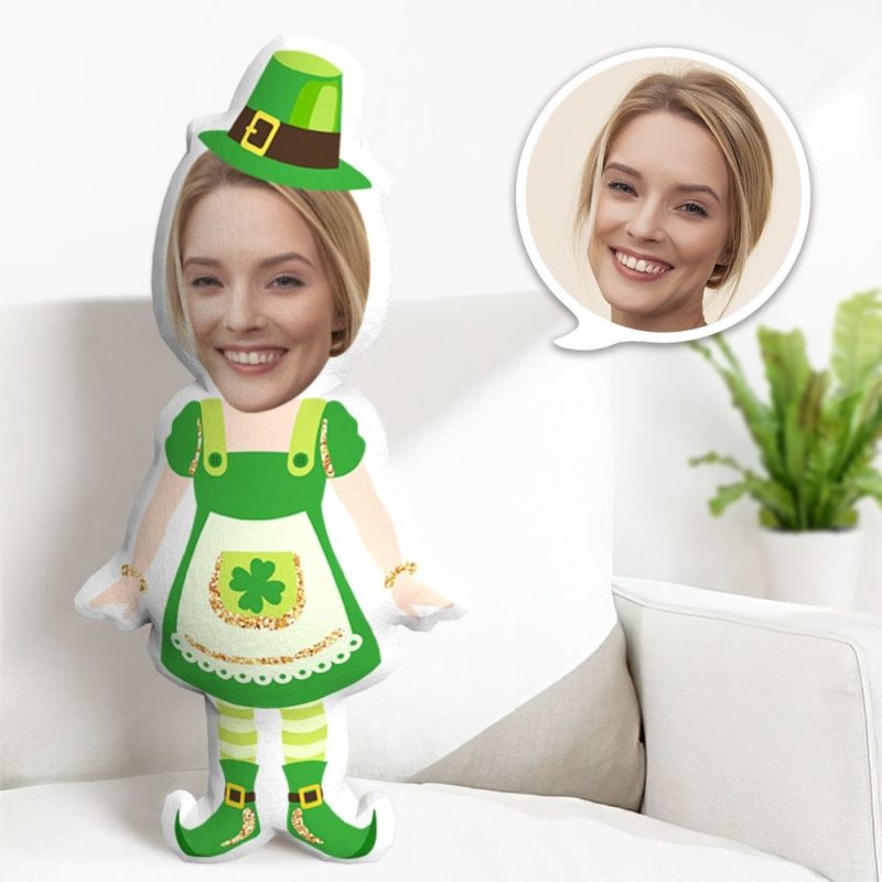 Custom Face Pillow Personlized Minime Throw Pillow For St. Patrick’s Day Gifts