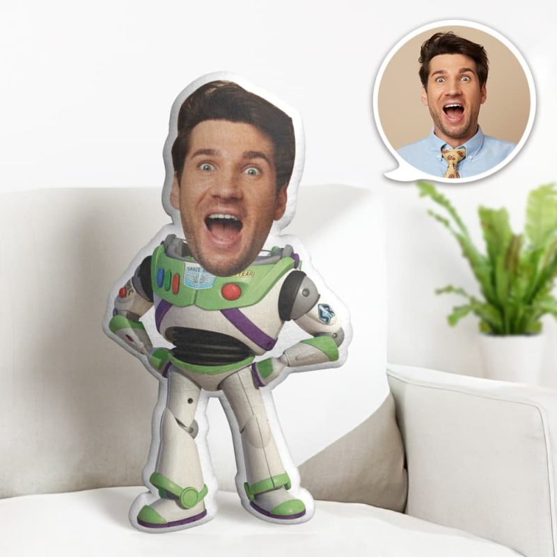 Custom Face Pillow Personalized Photo Pillow Buzz Lightyear MiniMe Pillow Gifts for Him