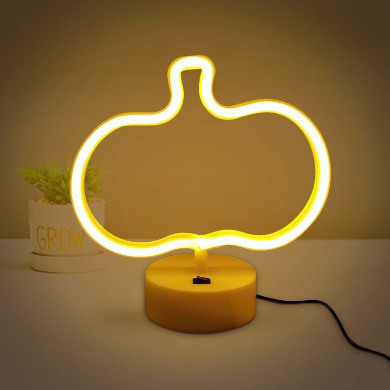 Neon Led Lights Plant Shape Neon Lights Bedroom Home Decor Gift For Kids-Pumpkin