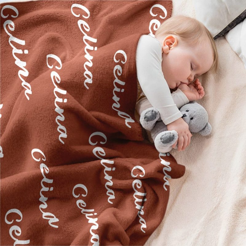 Custom Baby Name Blanket Personalized Super Soft Blanke Baby Shower Gifts