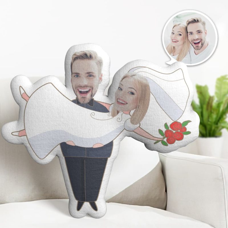Wedding Gifts Funny Couple MiniMe Pillow Personalized Pillow Gifts Unique Face Pillow Gifts