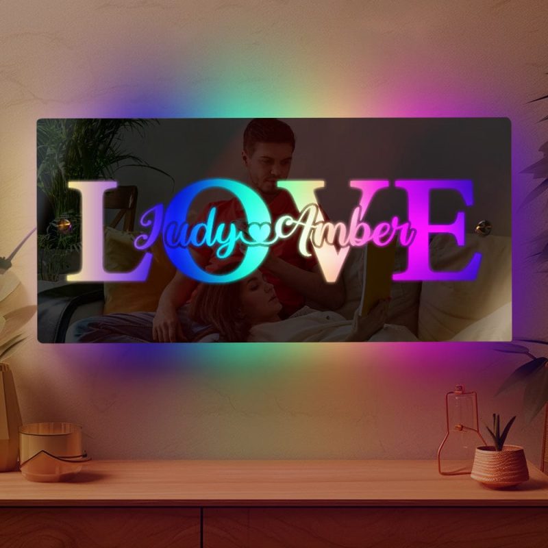 Custom Name Mirror Light Custom Light Love Gift for Couple