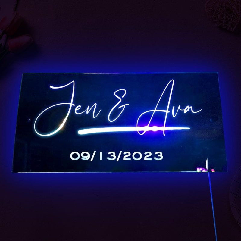 Personalized Name Mirror Light Bathroom Mirror Light Anniversary Gifts