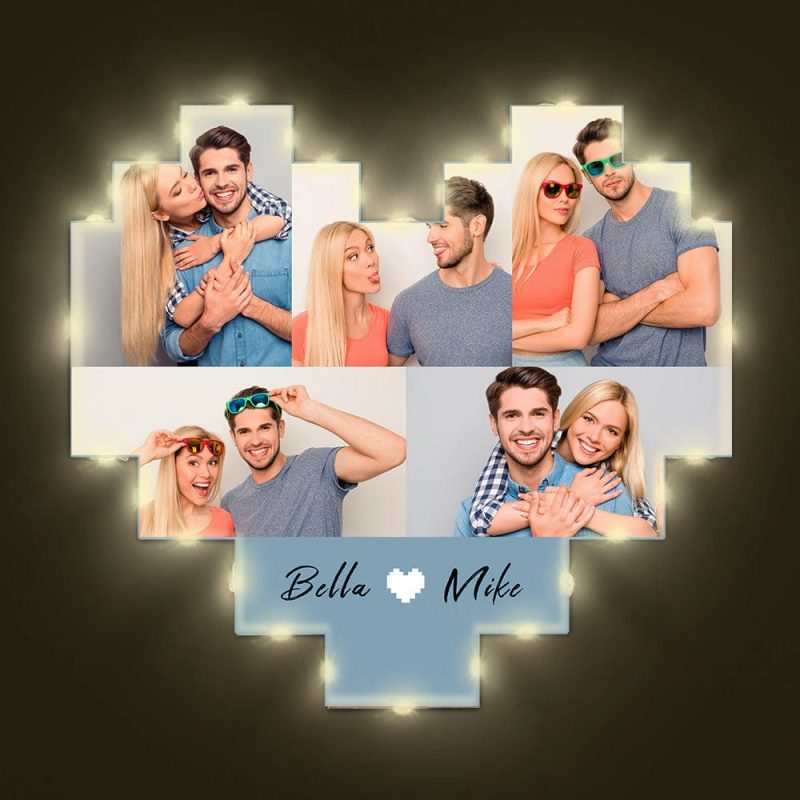 Custom Picture Collage Photo Light Gifts for Lovers Acrylic Heart