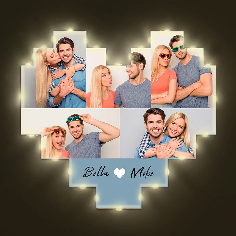 Custom Picture Collage Photo Light Gifts for Lovers Acrylic Heart