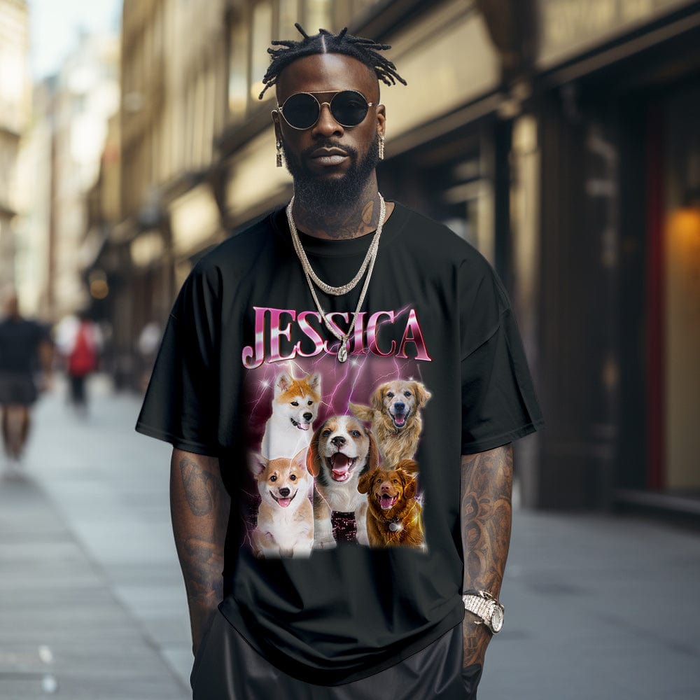 Custom Photo Vintage Tee Personalized Name T-shirt Pet Gifts