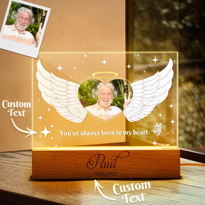 Custom Photo Night Light Acrylic Engraved Lamp in Memory of Grandpa