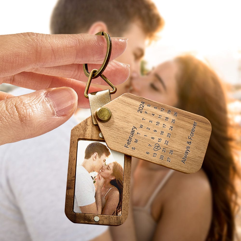 Personalized Calendar Photo Keychain Magnetic Engraved Keychain Valentine's Day Gifts for Him - Image 2