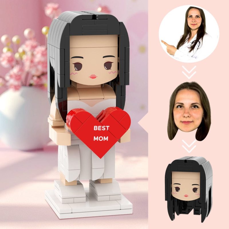 Round Face Customizable Head Brick Figures Mother’s Day Gift for Best Mom