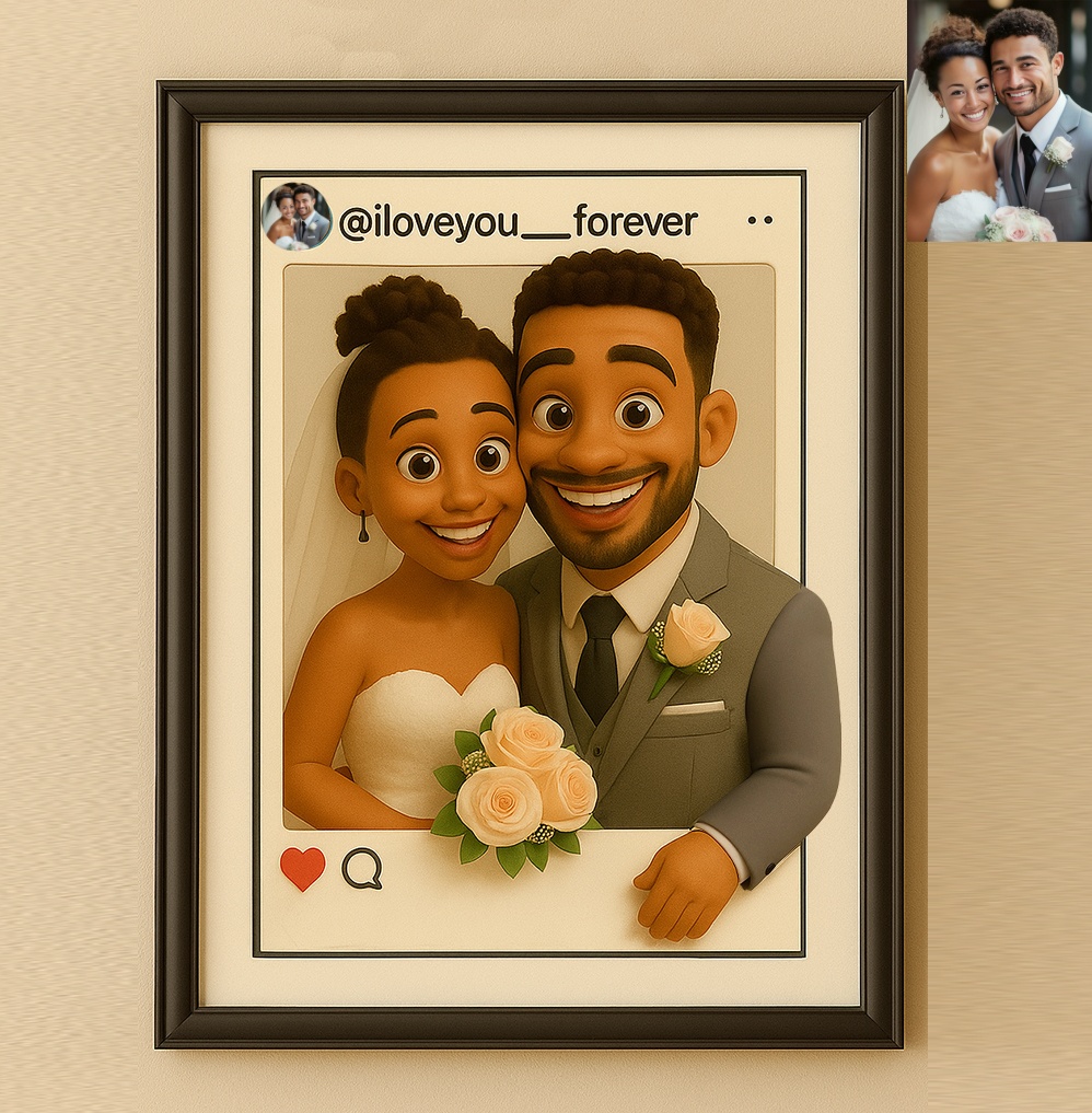 Personalized Cartoon Portrait Photo Frame Instagram Style Photo Frame Wedding Anniversary Birthday Gift