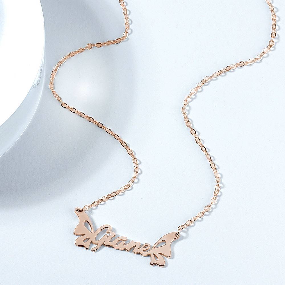 Birthday Day Gift Name Necklace Butterfly Necklace - Image 2