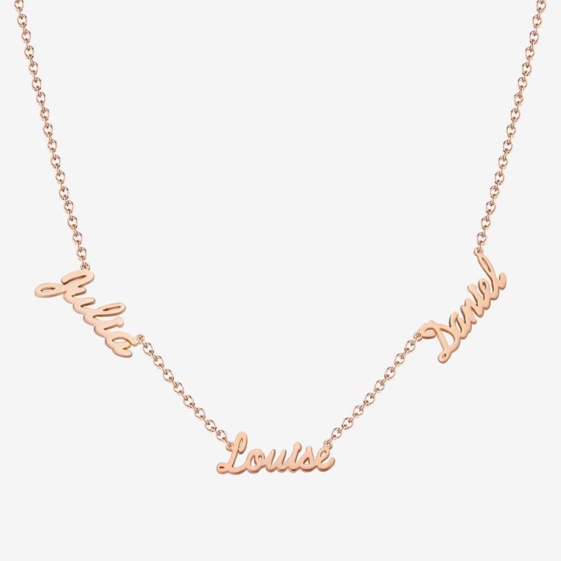 Mother’s Birthday Gift Personalized Three Name Necklace