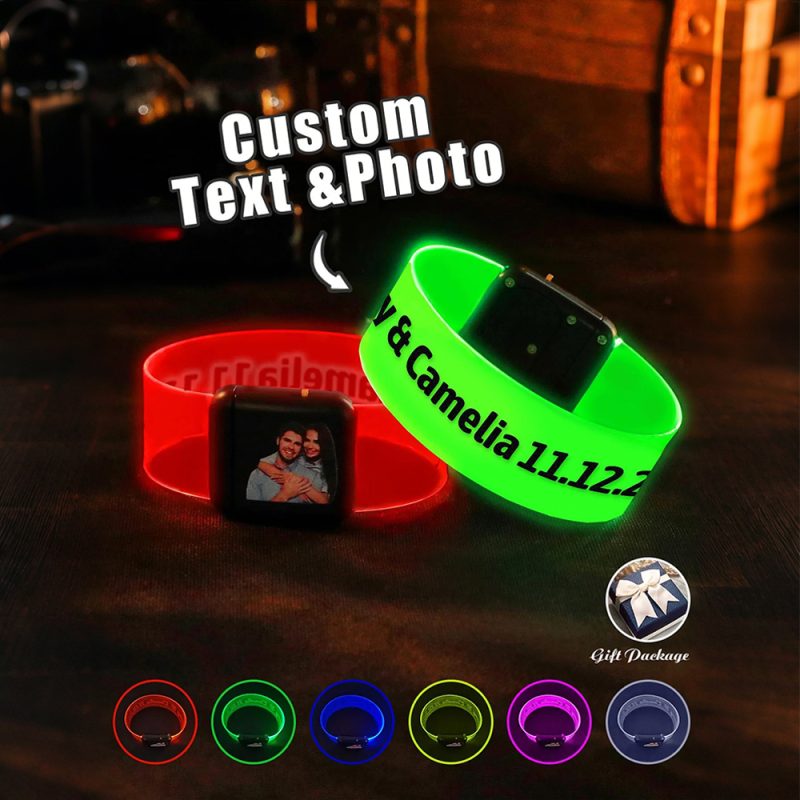 Custom Men’s Photo Engraved Bracelet Personalized Luminous Watch Bracelet Anniversary Gifts for Him