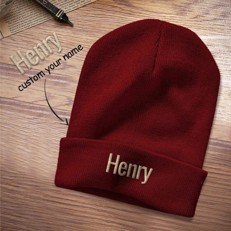 Personalized Knitted Hat Custom Name Beanie Hat Valentine’s Day Gifts -4 Colors