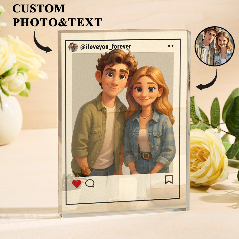 Personalized Cartoon Figure Gift Custom Acrylic Block Plaque Ornament Wedding Anniversary Birthday Festival GiftUS - Image 2