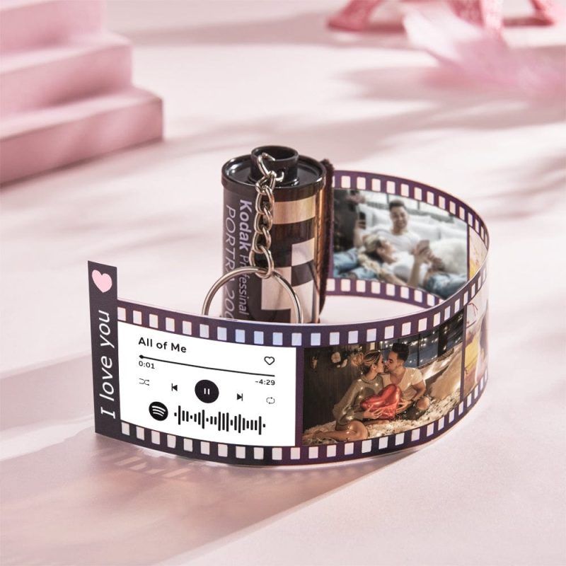 Scannable Keychain Camera Film Roll Keychain Custom Song Gift Aniversary Gifts for Her/Him