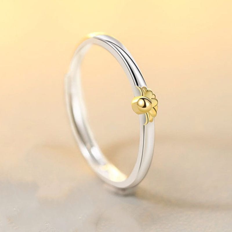 Sunflower Matching Promise Rings Couple Adjustable Ring Jewelry Gift for Lovers - Image 3