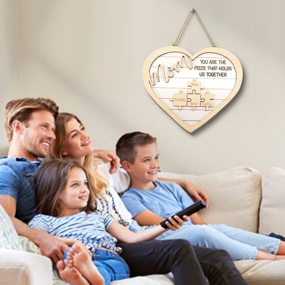 Custom Mom You Are the Piece That Holds Us Together Puzzle Piece Sign Mother's Day Gifts - Image 2