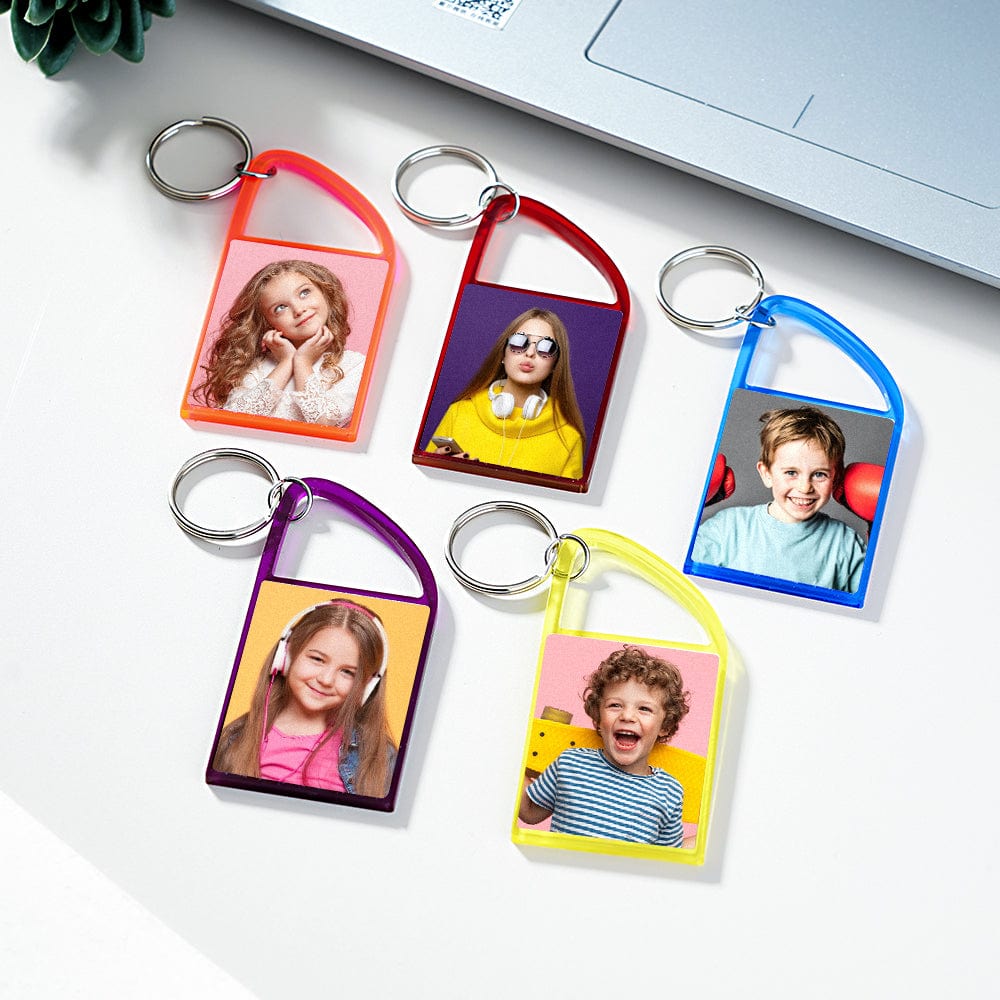 Custom Multicolor Snap-in Photo Carabiner Keychain WIth Text - Image 2