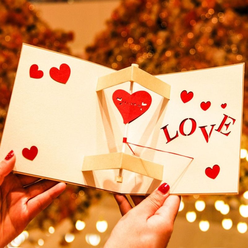 3D Creative Valentine’s Day Pop Up Card Rotatable Heart Pop Up Greeting Card